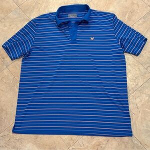 Callaway Golf Polo Shirt Mens XL Blue Striped Short Sleeve Athletic‎